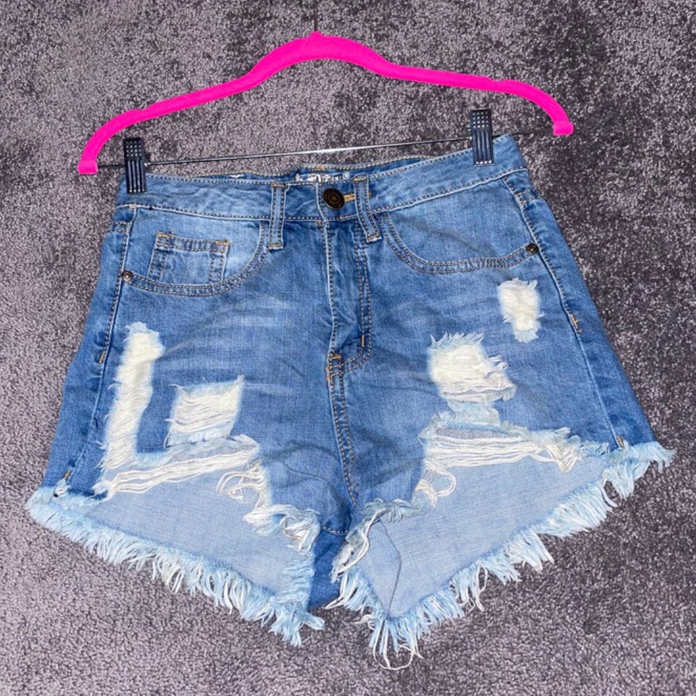 Machine Ripped Jean Shorts - Picture 2 of 4